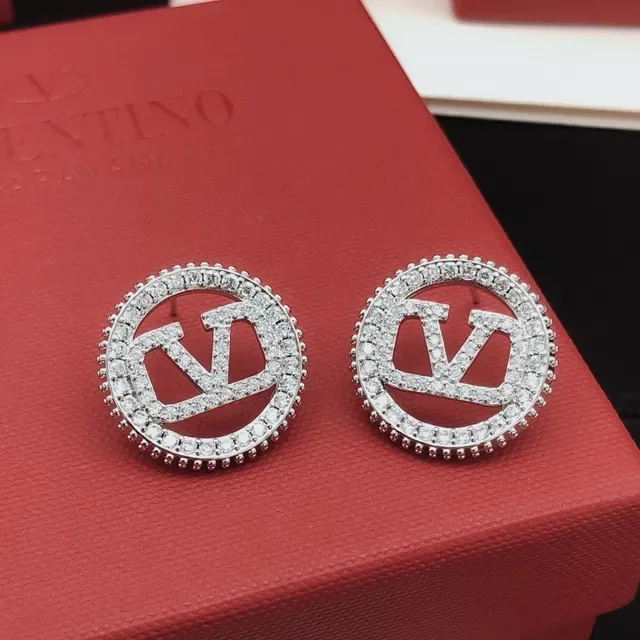 Circular Pavé-Crystal Monogram Stud Earrings 6
