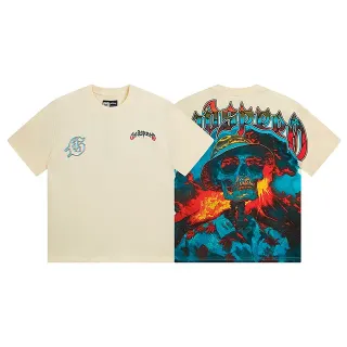 T-shirt crème manches courtes col rond imprimé graphique