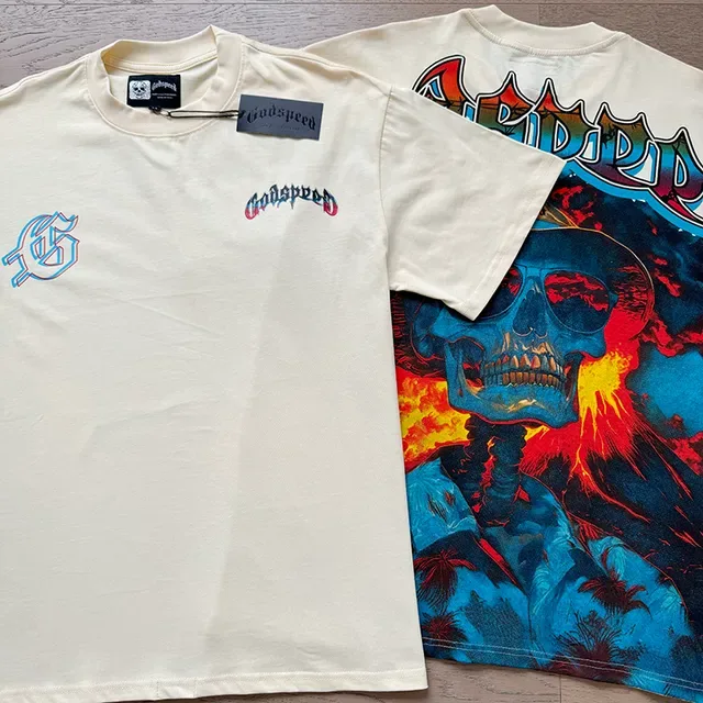 Cream Graphic-Print Crew-Neck Short-Sleeve T-Shirt 4