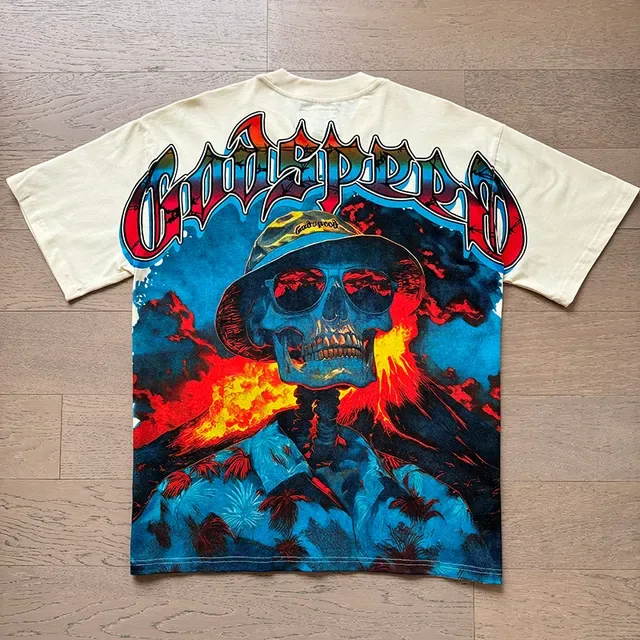 Cream Graphic-Print Crew-Neck Short-Sleeve T-Shirt 7