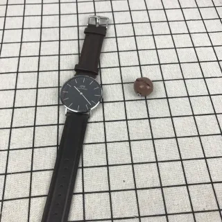 Daniel Wellington Classic Minimalist Black Dial Brown Leather Strap Quartz Watch