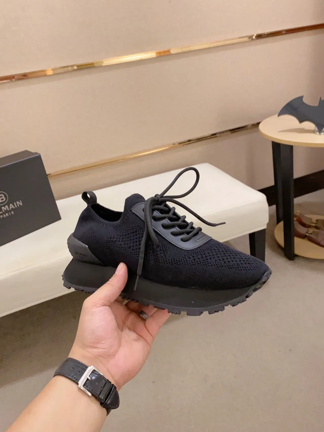Sneaker plateforme en tricot couleur charbon foncé 7