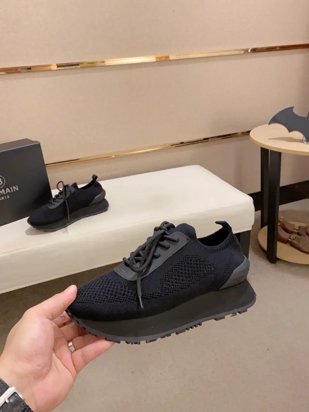 Sneaker plateforme en tricot couleur charbon foncé 8