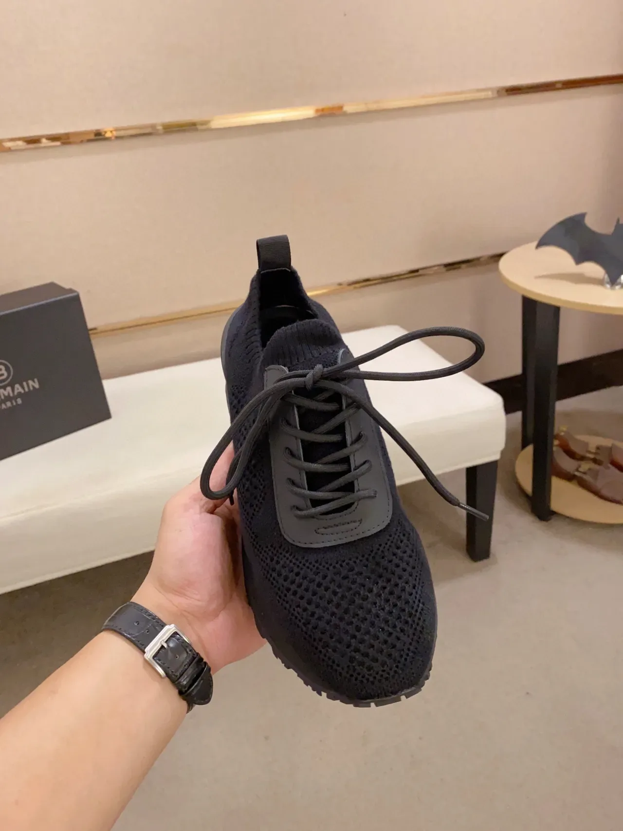 Sneaker plateforme en tricot couleur charbon foncé 9