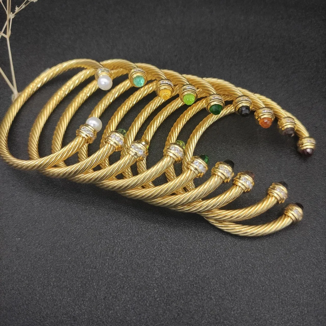 David Yurman Cable Classics Gold White Twisted Pearl-End Bracelet 4