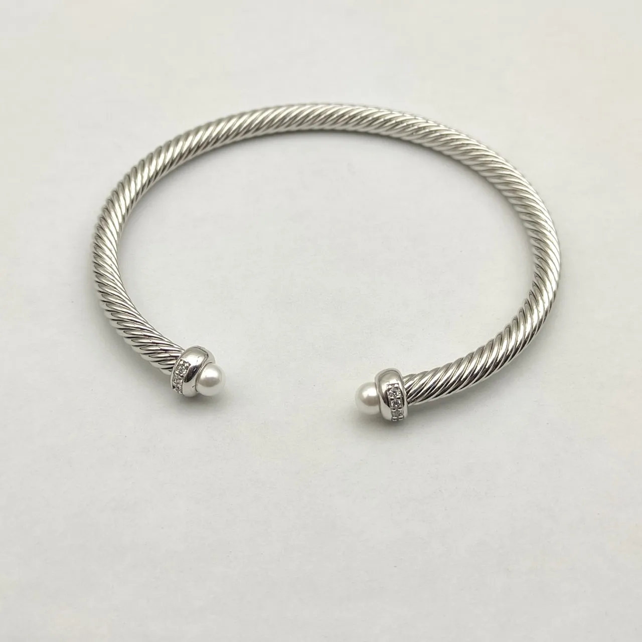 David Yurman Cable Classics Pearl and Diamond Twisted Cable Bracelet 7