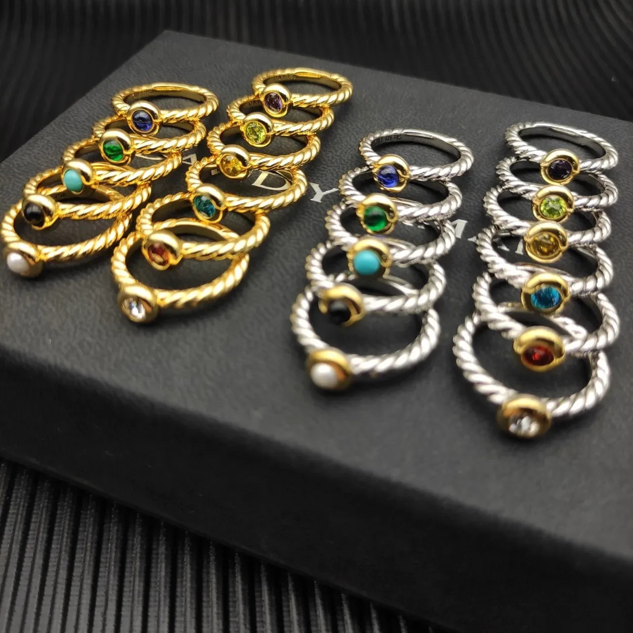 David Yurman Cable Collectibles Anel de Gema Roxa de Duas Cores 2