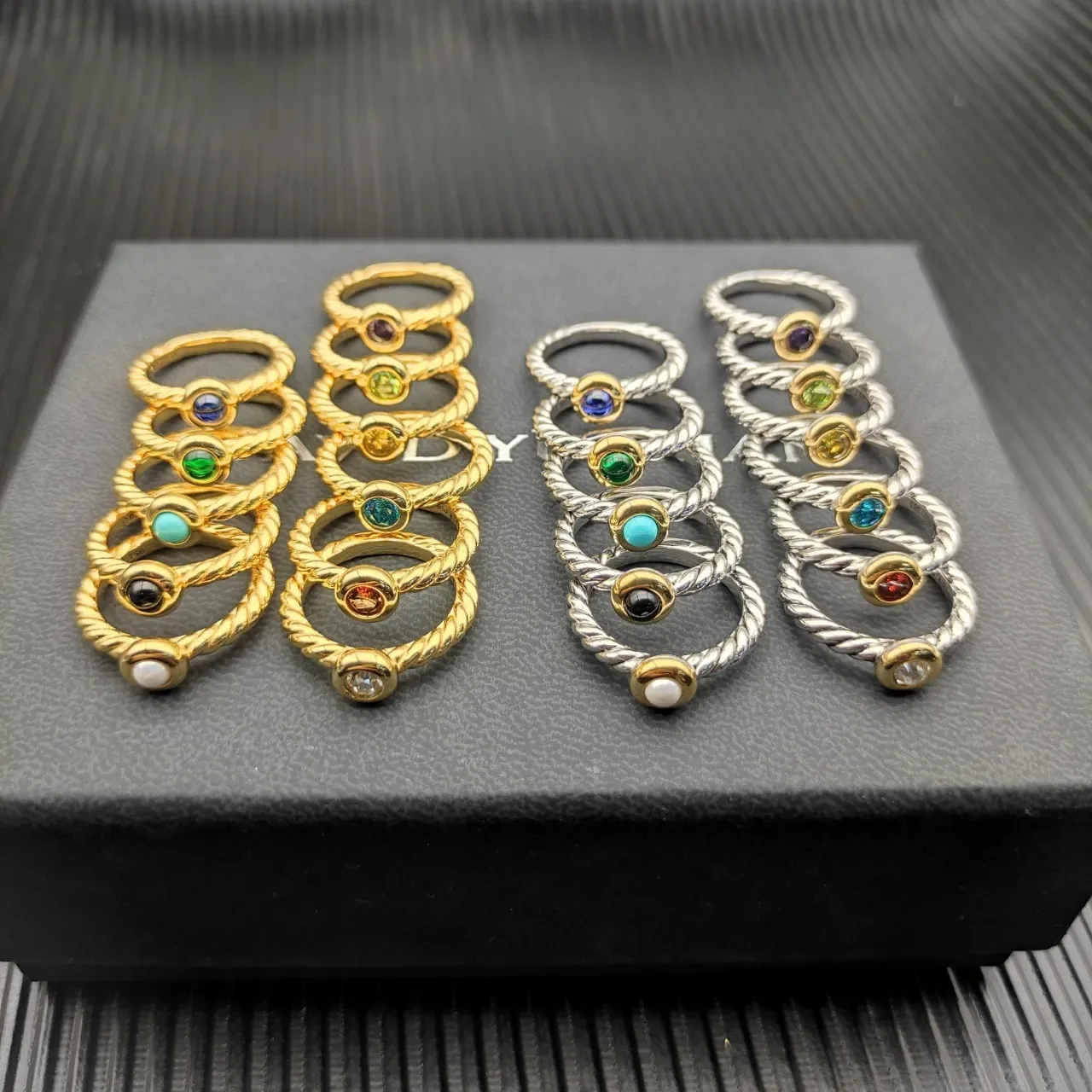 David Yurman Cable Collectibles Anel de Gema Roxa de Duas Cores 3