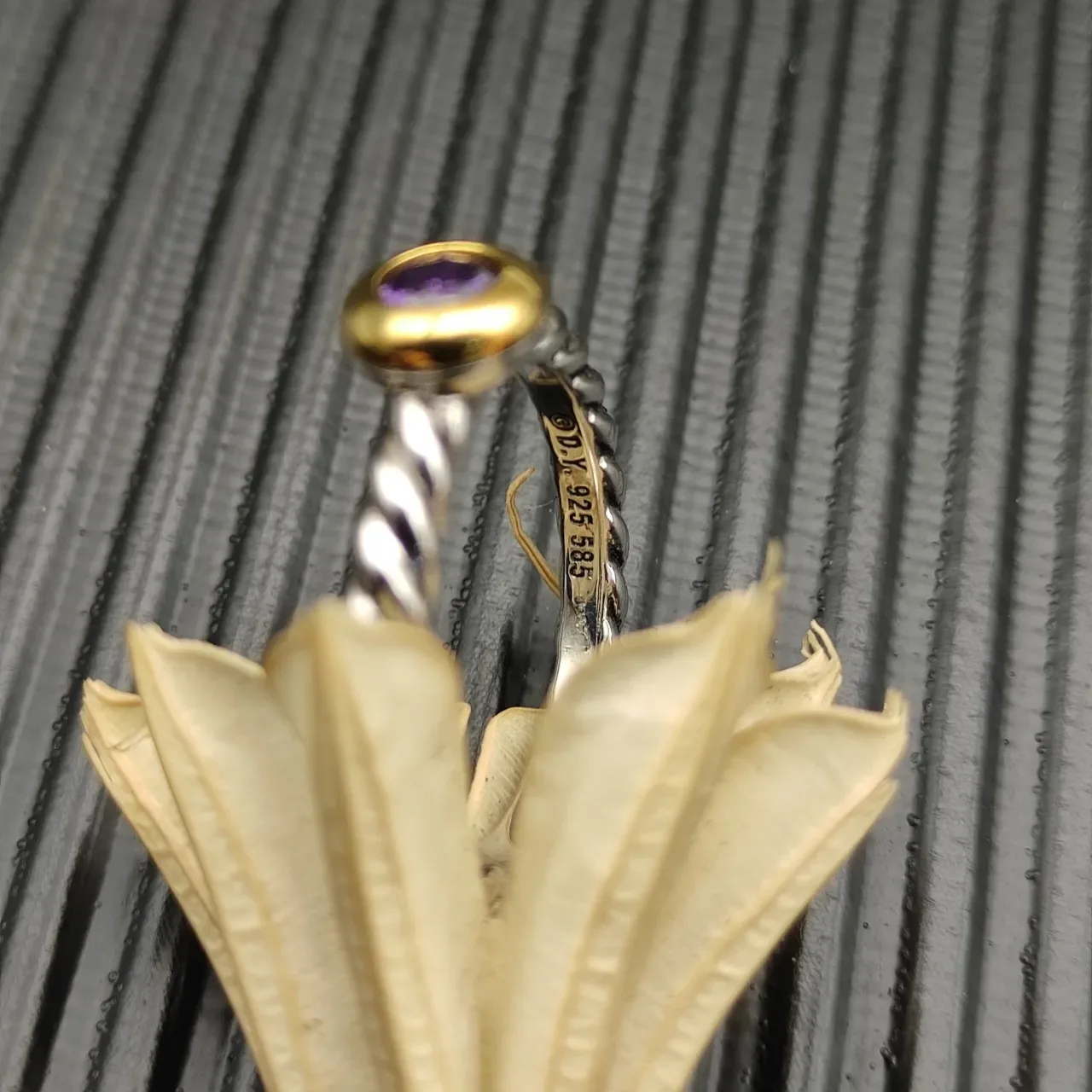 David Yurman Cable Collectibles Anel de Gema Roxa de Duas Cores 5