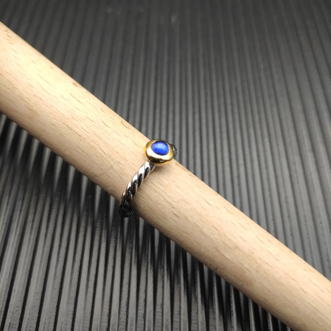 David Yurman Cable Collection Blue Cabochon Gold Bezel Ring 4
