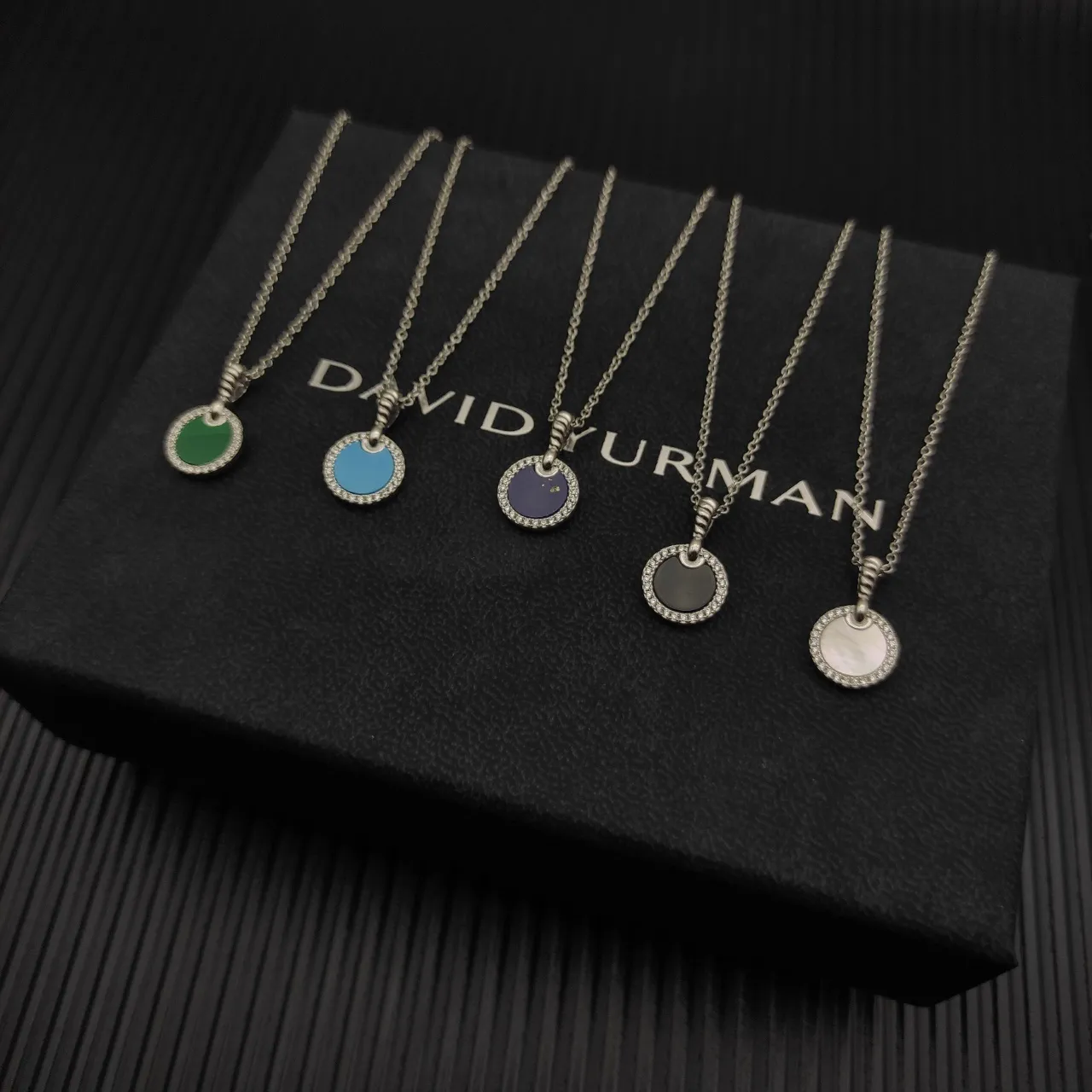 David Yurman Cable Collection اللؤلؤ الطبيعي والماس Pavé Diamond الديسك قلادة 4