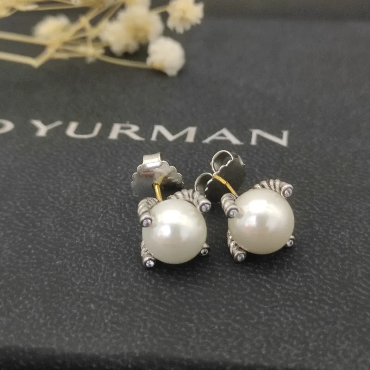 David Yurman Cable Collection Pearl Stud Earrings 2