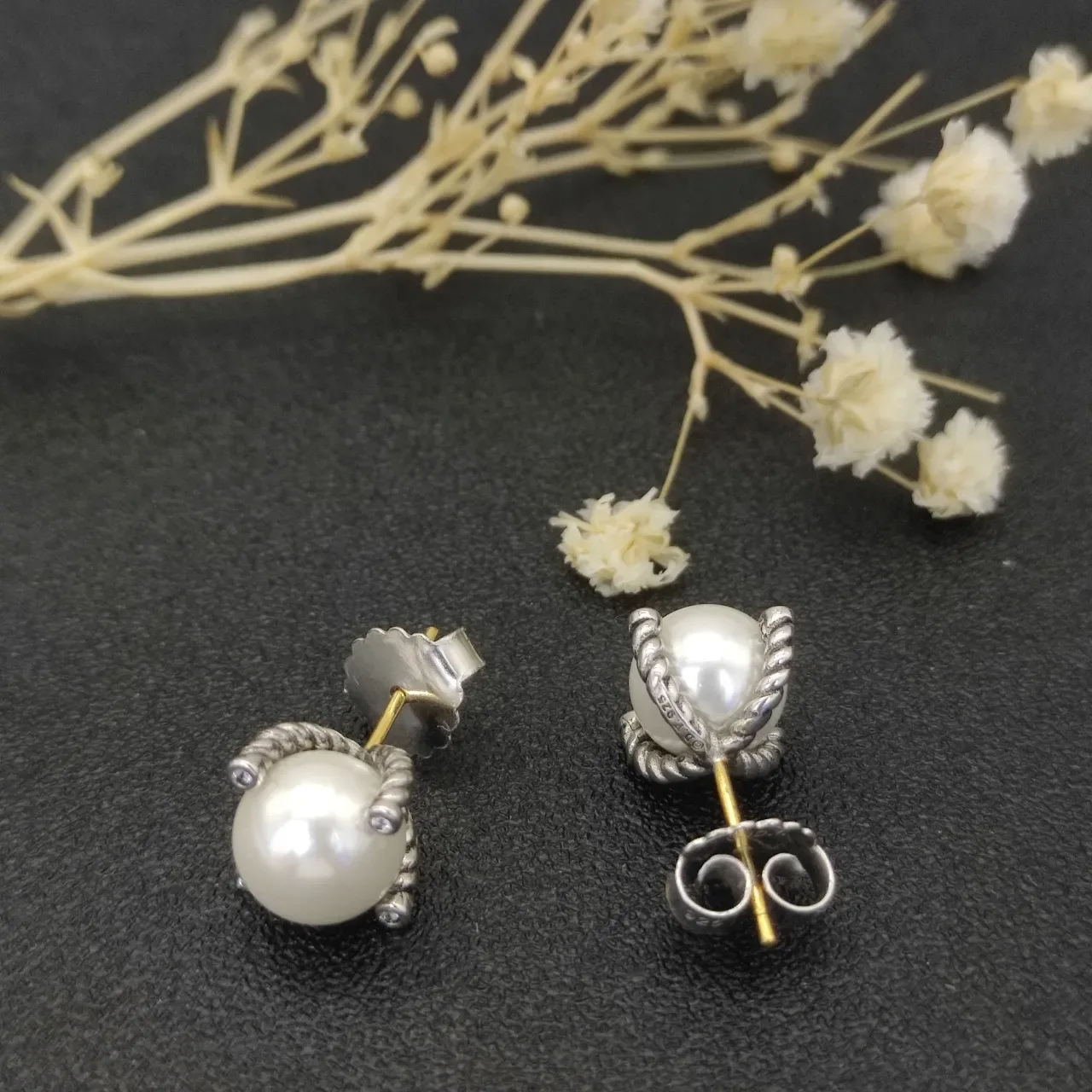 David Yurman Cable Collection Pearl Stud Earrings 7