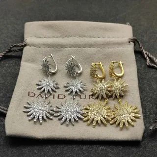 David Yurman Starburst Pavé أقراط ثنائية الطبقة
