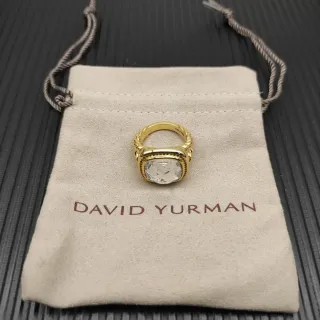 David Yurman Twisted Cable Bezel-Set Clear Stone अंगूठी