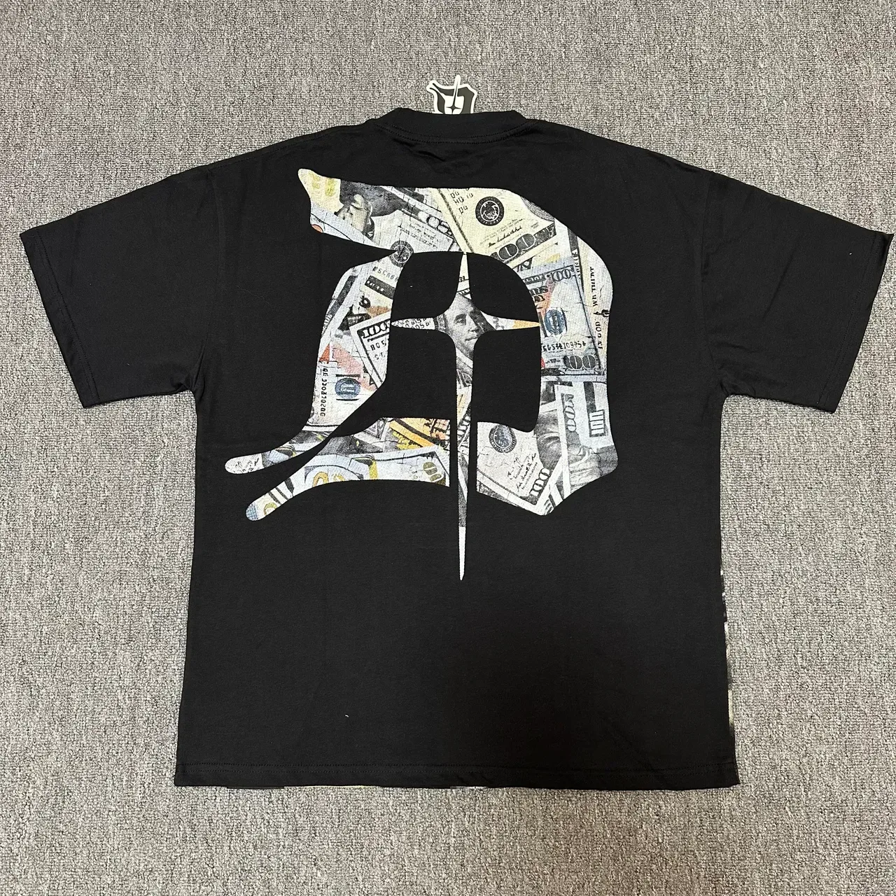 Digital Black Gray Full-Front Graphic Print Pixelated Typography T-Shirt 3