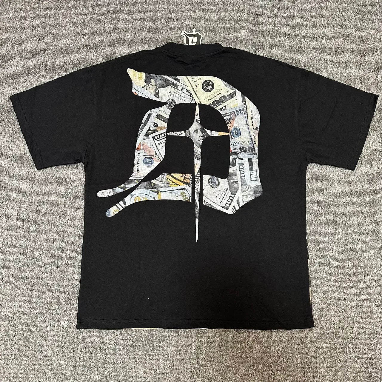 Digital Black Gray Full-Front Graphic Print Pixelated Typography T-Shirt 4