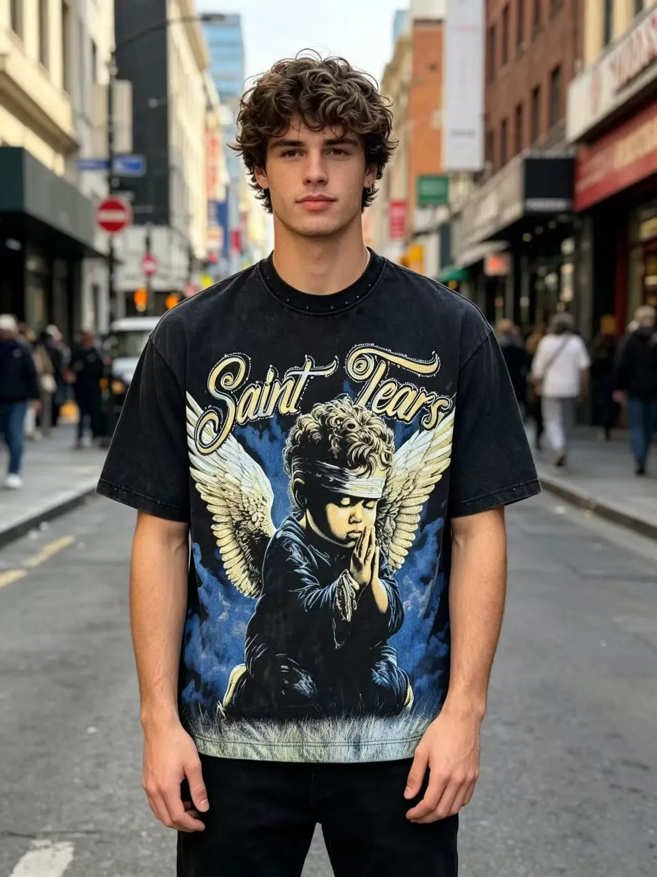 Distressed Graphic Print Oversized T-Shirt 10