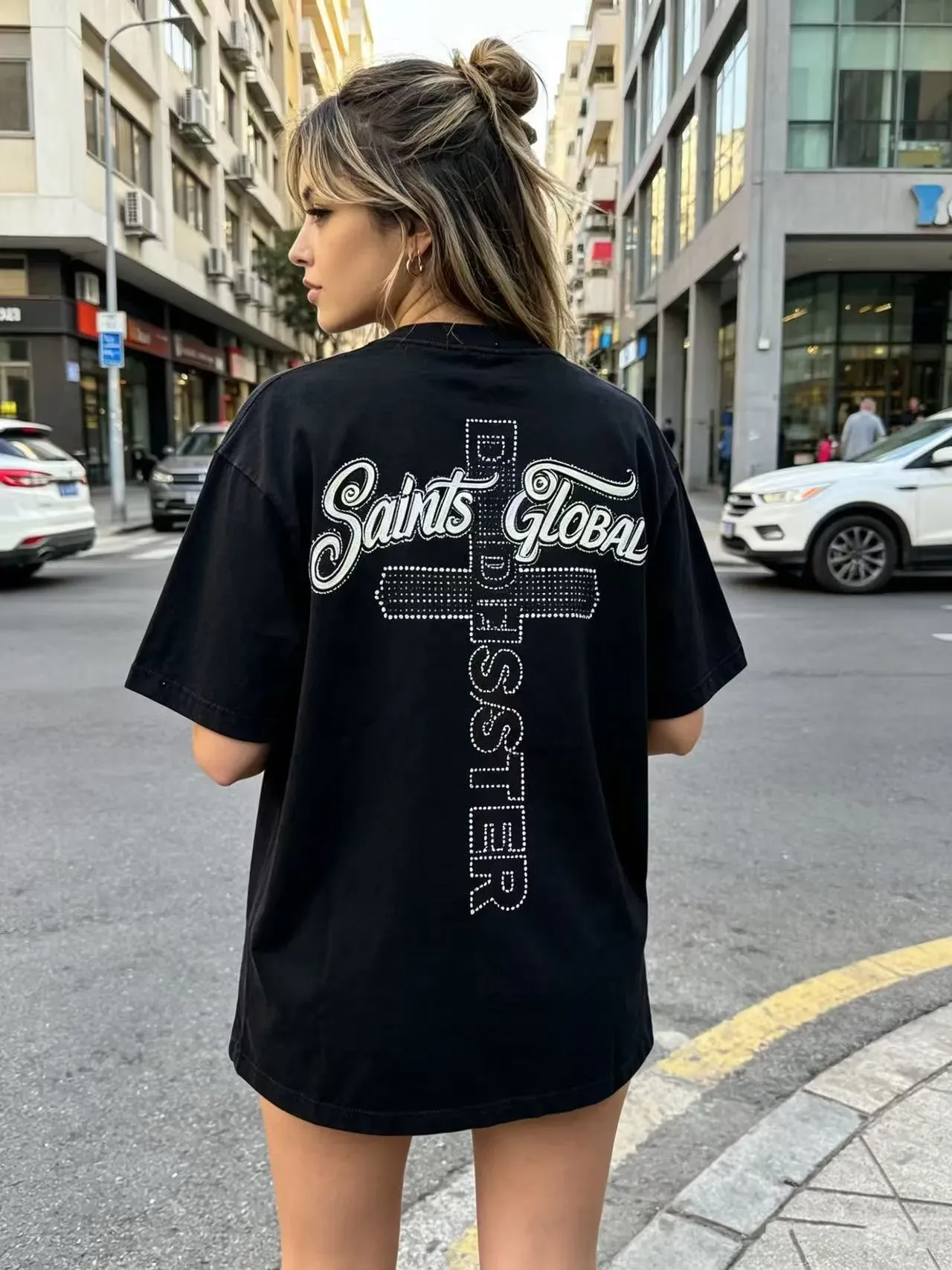 Distressed Graphic Print Oversized T-Shirt 13