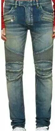 Distressed Motorcycle-Style Slim-Fit Blue Jeans 12