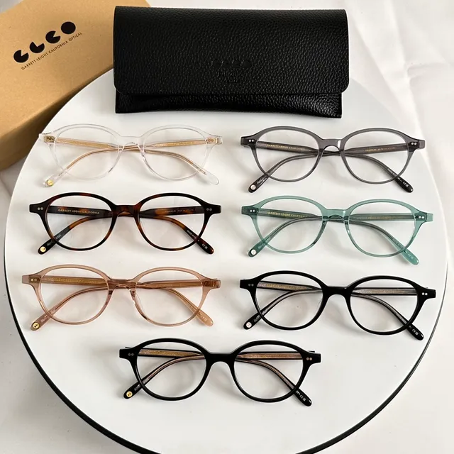 Garrett Leight Round Translucent Green-Gray Optical Glasses 3