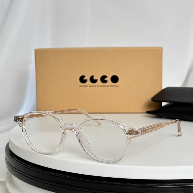 Garrett Leight Round Translucent Green-Gray Optical Glasses 6