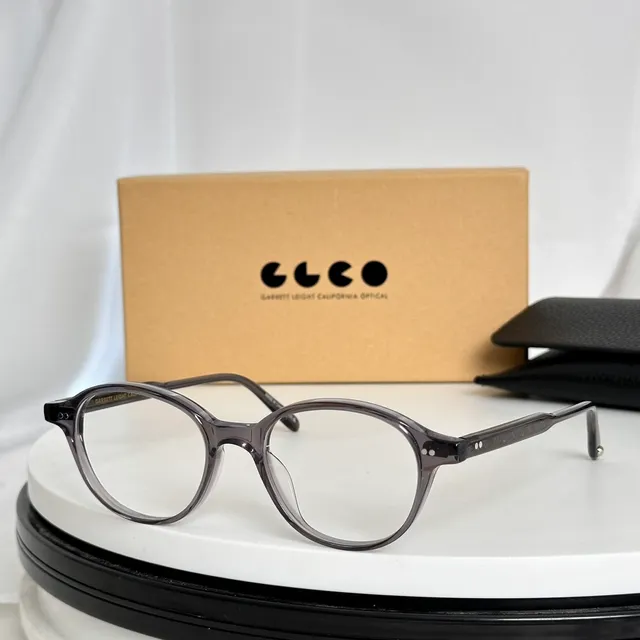 Garrett Leight Round Translucent Green-Gray Optical Glasses 9