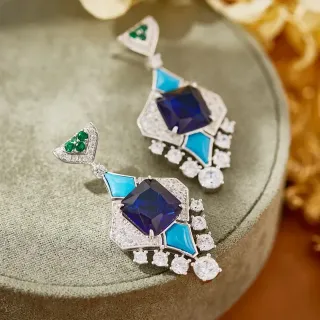 Brincos geométricos multi-pedra pavé diamante pendentes