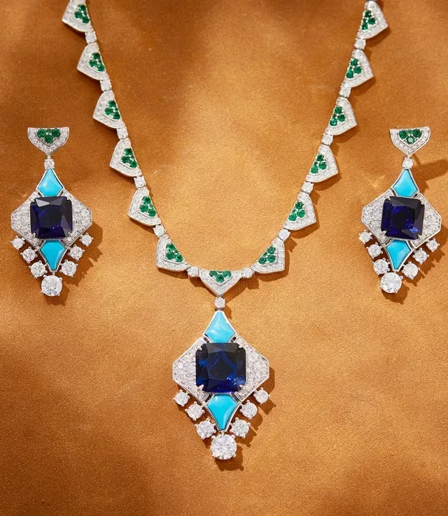 Geometric Multi-Stone Pavé Diamond Drop Earrings 3
