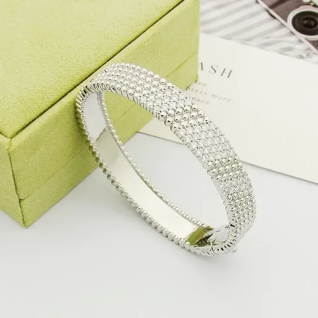 Gold Beaded Pavé Diamond Bracelet 4
