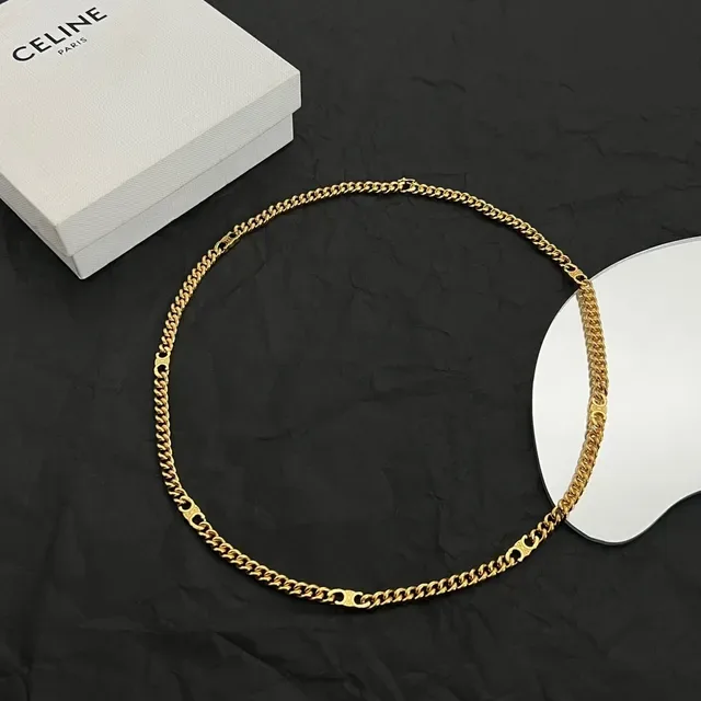 Gold Curb Link Chain Decorative Oval Links Necklace 6