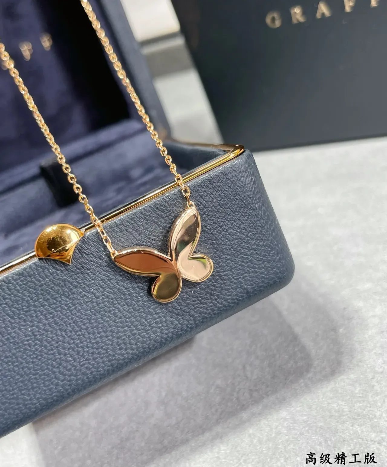 Gold Pink Four-Petal Flower Pendant Necklace 7