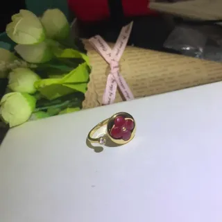 金红搪瓷花戒指