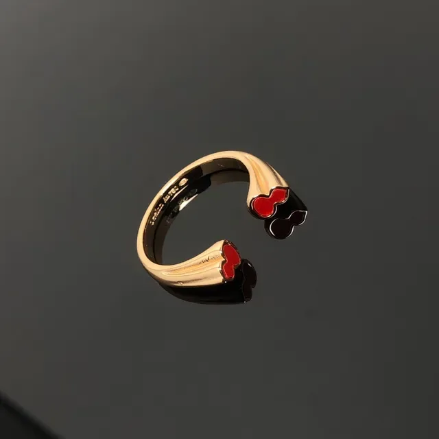 Gold Red Open Adjustable Metal Ring 3