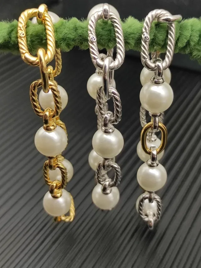 Gold Rope-Link and White Pearl Bracelet 4