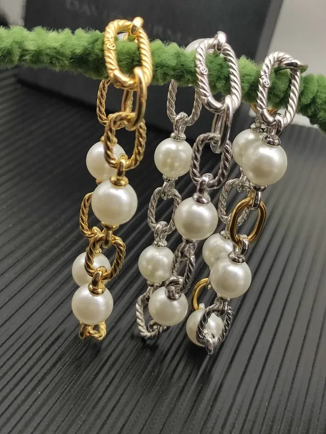 Gold Rope-Link and White Pearl Bracelet 5
