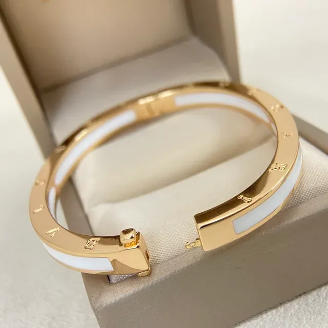Gold-Tone and White Enamel Hinged Bangle Bracelet 3