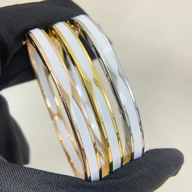 Gold-Tone and White Enamel Hinged Bangle Bracelet 6