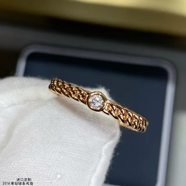 Gold-Tone Chain-Link Single Stone Ring 2