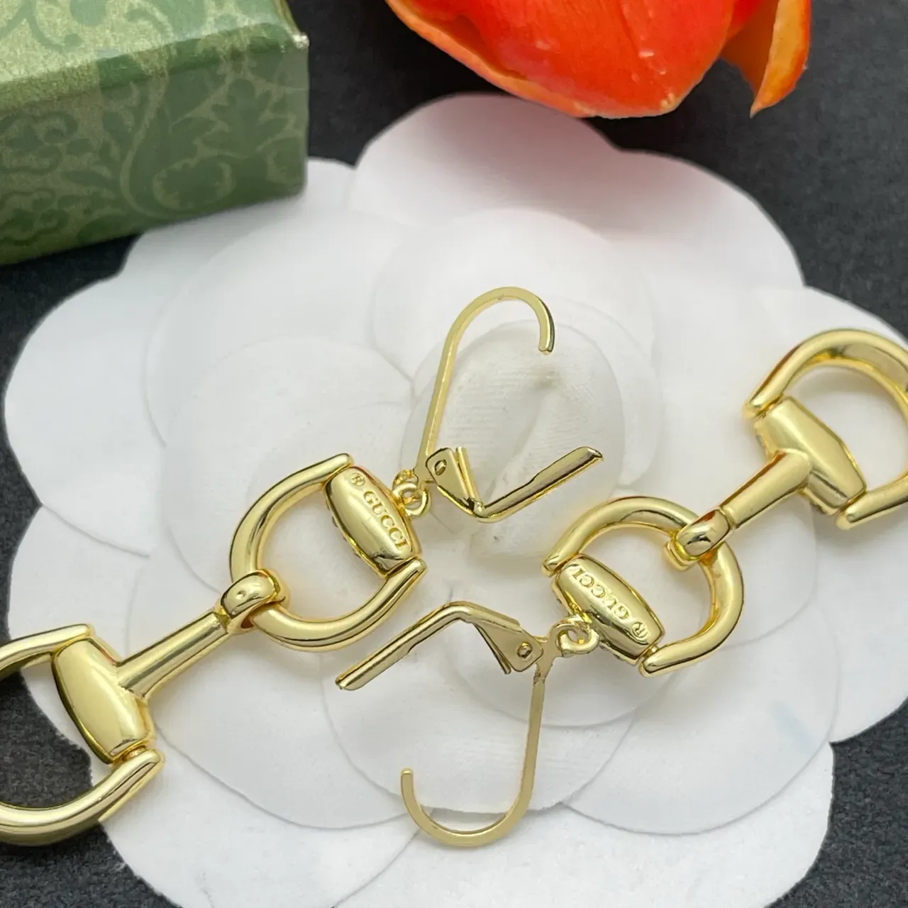 Gold-Tone Crystal Snaffle-Bit Lever-Back Earrings 3