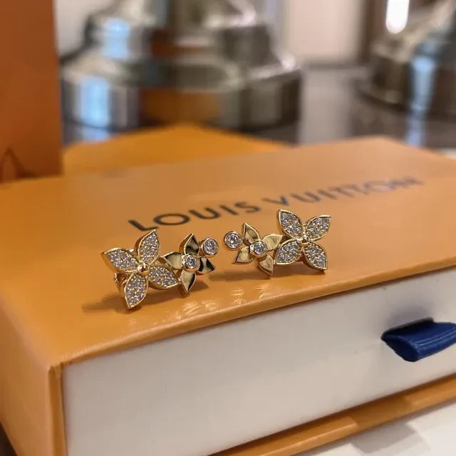 Gold-Tone Floral Pavé Earrings 2