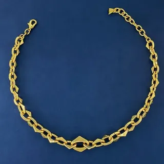 Collier Chaîne à Maillons Géométriques Dorée