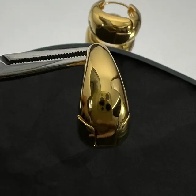 Gold-Tone Hinged Hoop Earrings 3