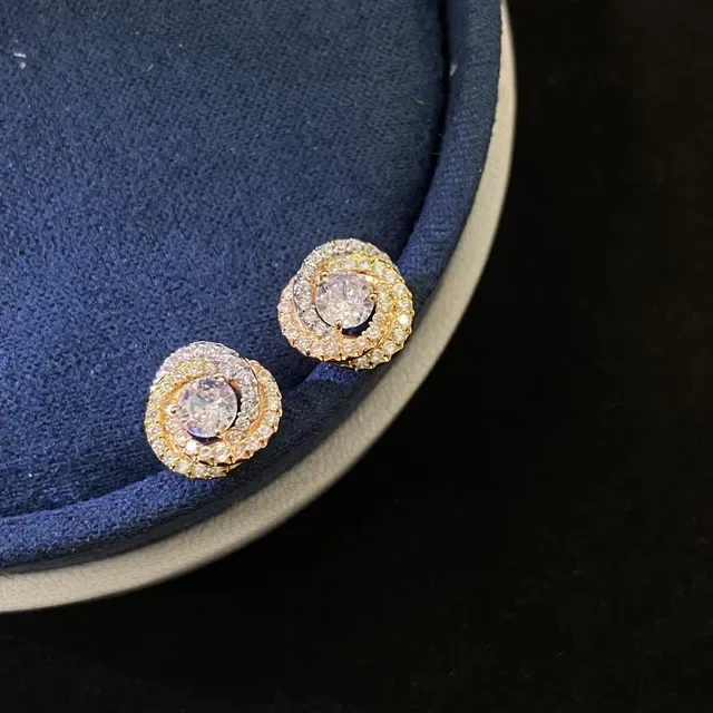 Gold-Tone Multi-Tier Pavé Halo Stud Earrings 3