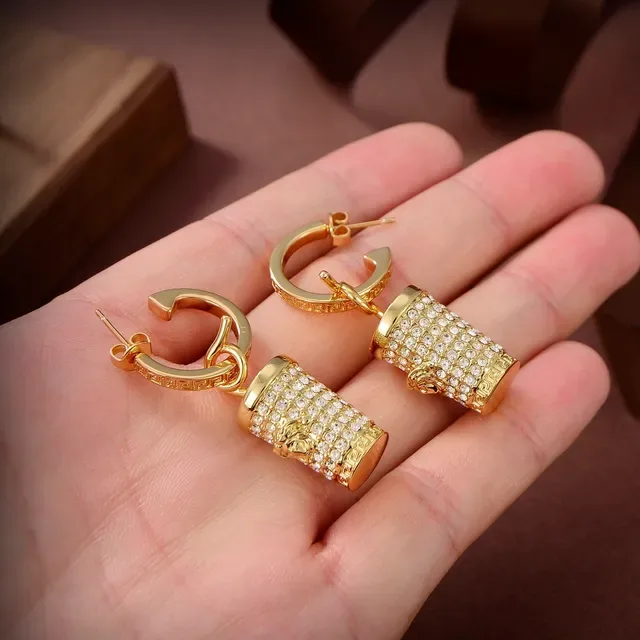Gold-Tone Pavé-Crystal Cylinder Hoop Earrings 2
