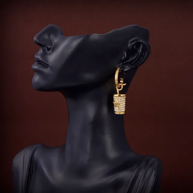 Gold-Tone Pavé-Crystal Cylinder Hoop Earrings 3
