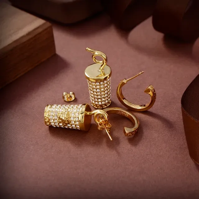 Gold-Tone Pavé-Crystal Cylinder Hoop Earrings 5