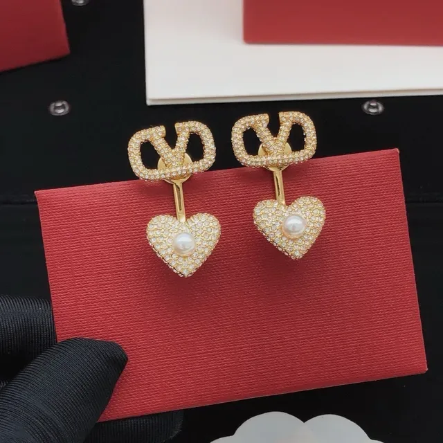 Gold-Tone Pavé Crystal Heart Pearl Double-Sided Earrings 7