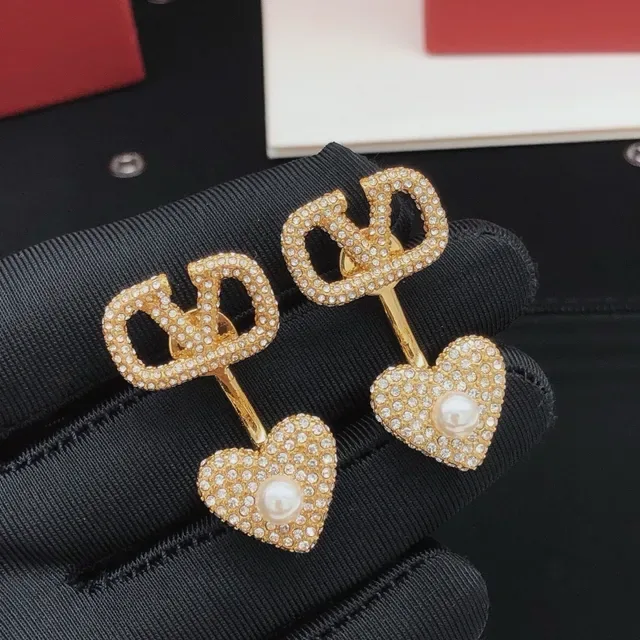 Gold-Tone Pavé Crystal Heart Pearl Double-Sided Earrings 9