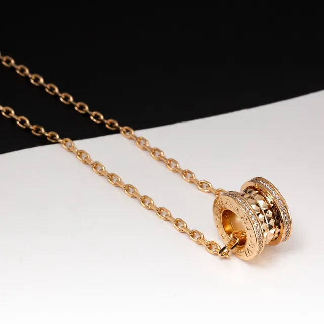 Gold-Tone Pavé-Set Stacked Cylinder Pendant Necklace 4
